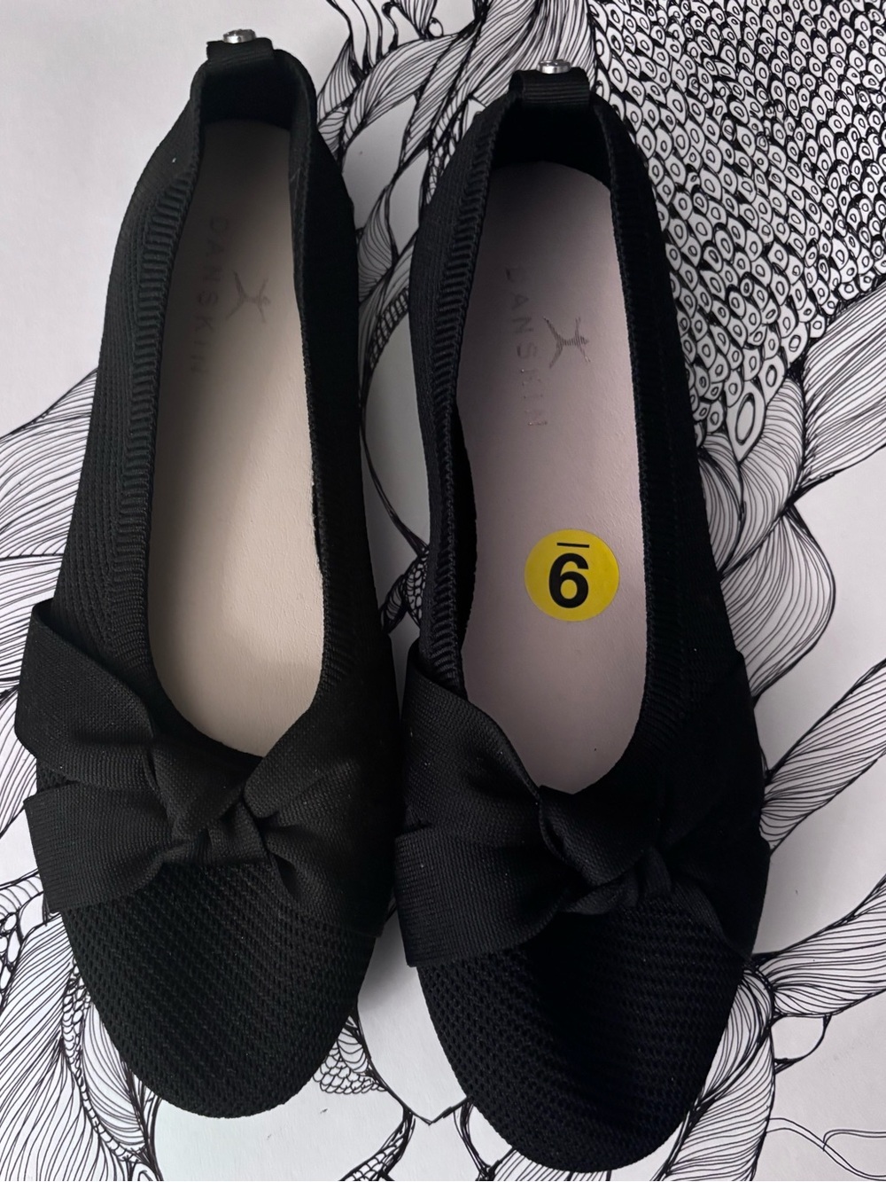 Danskin Black Knit Bow Ballet Flats